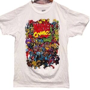 Marvel Comics Classic Characters T-shirt Men's Size Med White Character Collage